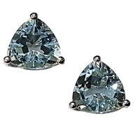 14k White Gold Post Earrings- Aquamarine