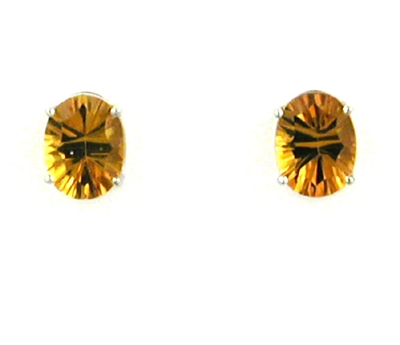 14k White Gold Post Earrings--Citrine