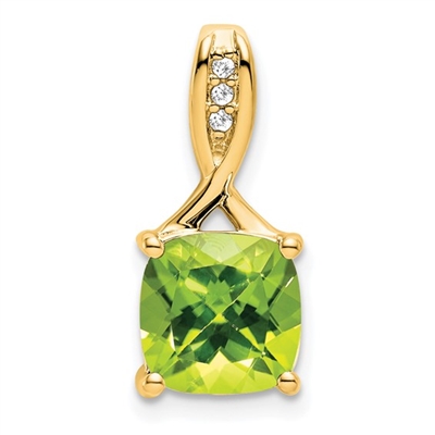 14k Pendant- Peridot & Diamond