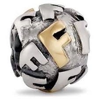 Authentic Pandora Initial Bead-"F" w/14k Gold Accents-RETIRED
