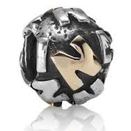 Authentic Pandora Initial Bead-"N" w/14k Gold Accents-RETIRED
