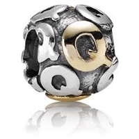 Authentic Pandora Initial Bead-"Q" w/14k Gold Accents-RETIRED