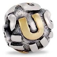 Authentic Pandora Initial Bead-"U" w/14k Gold Accents-RETIRED