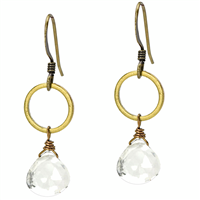 Circle Drop Earring- Clear Quartz