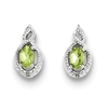 Sterling Silver Peridot & Diamond Post Earring- August Birthstone