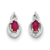 Sterling Silver Ruby & Diamond Post Earrings- July Birthstone