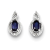 Sterling Silver Sapphire & Diamond Post Earring- September Birthstone