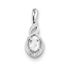 Sterling Silver White Topaz & Diamond Pendant- Substitute April Birthstone