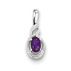 Sterling Silver Amethyst & Diamond Pendant-February Birthstone