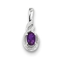 Sterling Silver Amethyst & Diamond Pendant-February Birthstone