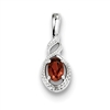 Sterling Silver Garnet & Diamond Pendant- January Birthstone