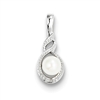 Sterling Silver Pearl & Diamond Pendant- June Birthstone