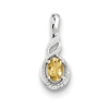 Sterling Silver Citrine & Diamond Pendant-  Substitute November Birthstone