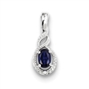 Sterling Silver Sapphire & Diamond Pendant-  September Birthstone