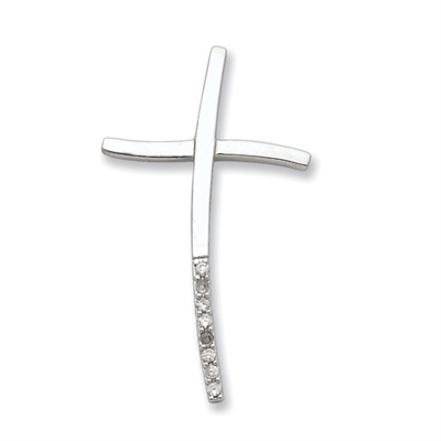 Sterling Silver Necklace- Cubic Zirconia Cross