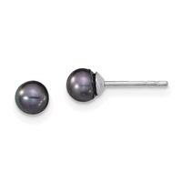 Sterling Silver Post Earrings- Black Freshwater Pearl