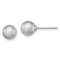 Sterling Silver Post Earrings- Grey Freshwater Pearl