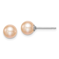 Sterling Silver Post Earrings- Pink Freshwater Pearl