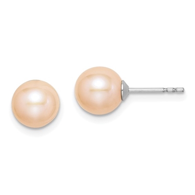 Sterling Silver Post Earrings- Pink Freshwater Pearl