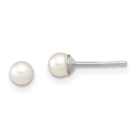 Sterling Silver Post Earrings- White Freshwater Pearl