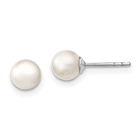 Sterling Silver Post Earrings- White Freshwater Pearl