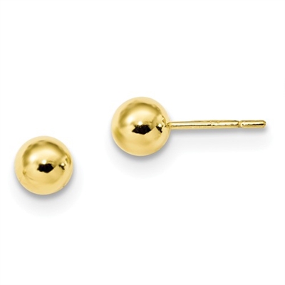 6mm Round Polished Ball Post Earrings-14k over Sterling Silver