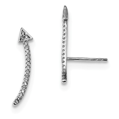 Sterling Silver Ear Climbers- Cubic Zirconia Arrows