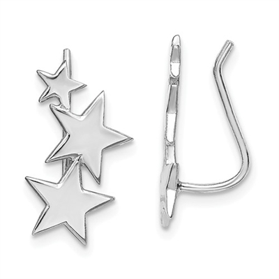Sterling Silver Graduated Stars Ear Climbers