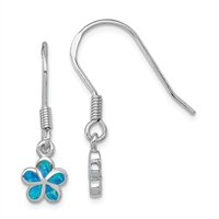 Sterling Silver Dangle Earrings- Lab Created Opal - Blue