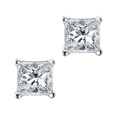 7mm Princess (square) CZ Post Earring-Sterling Silver