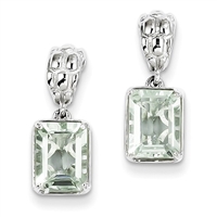 Sterling Silver Green Amethyst Post Dangle Earrings