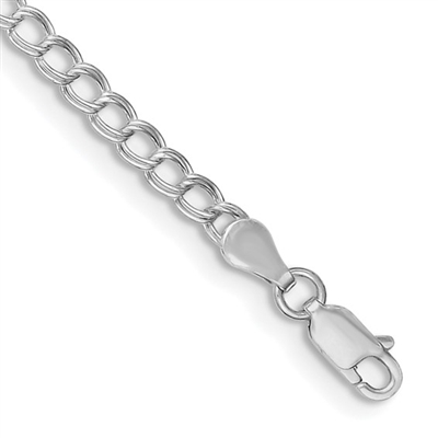 3.5mm Double Link Charm Bracelet-Sterling Silver-6â€