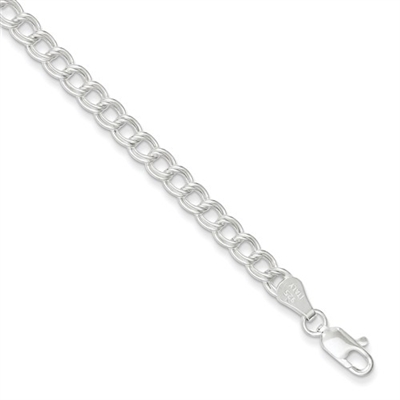 4.2mm Double Link Charm Bracelet-Sterling Silver-7"