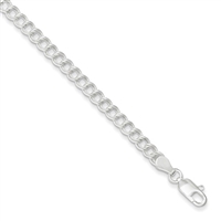 4.2mm Double Link Charm Bracelet-Sterling Silver-8"