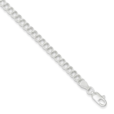4.2mm Double Link Charm Bracelet-Sterling Silver-8"