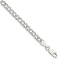 5mm Double Link Charm Bracelet-Sterling Silver-7â€