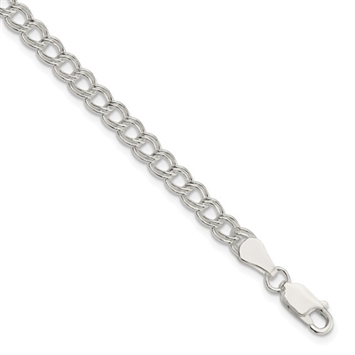 5mm Double Link Charm Bracelet-Sterling Silver-7â€