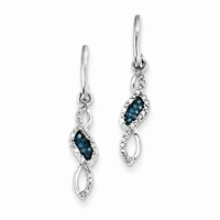 Sterling Silver Blue & White Diamond Post Earrings