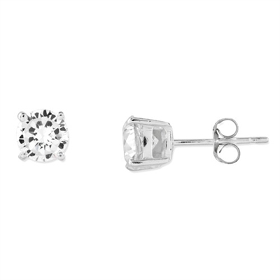 5mm Round CZ Post Earrings-Sterling SIlver