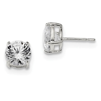 8mm Round CZ Post Earrings-Sterling SIlver