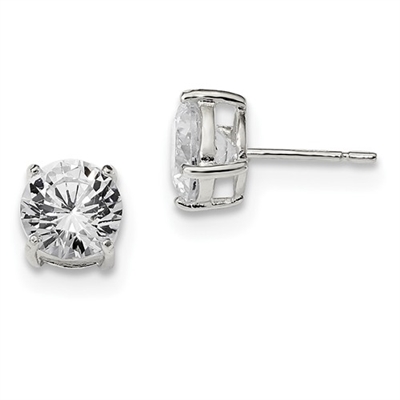 8mm Round CZ Post Earrings-Sterling SIlver