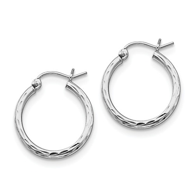 Sterling Silver Diamond Cut Hoop Earrings