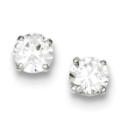 7mm Round CZ Post Earrings-Sterling SIlver