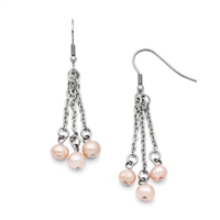 Stainless Steel & Freshwater Pearl Drop Earrings