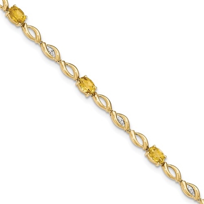 14K Citrine & Diamond Bracelet