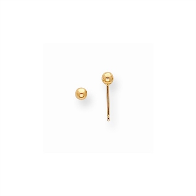 14K Yellow Gold 3mm Polished Ball Post Earring