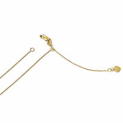 14k Yellow Gold Round Cable Adjustable Chain