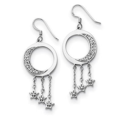 Sterling Silver Moon & Stars Dangle earrings