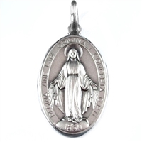 Sterling Silver Miraculous Oval Medal