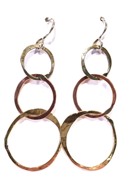 Mixed Metal Drop Circle Earrings